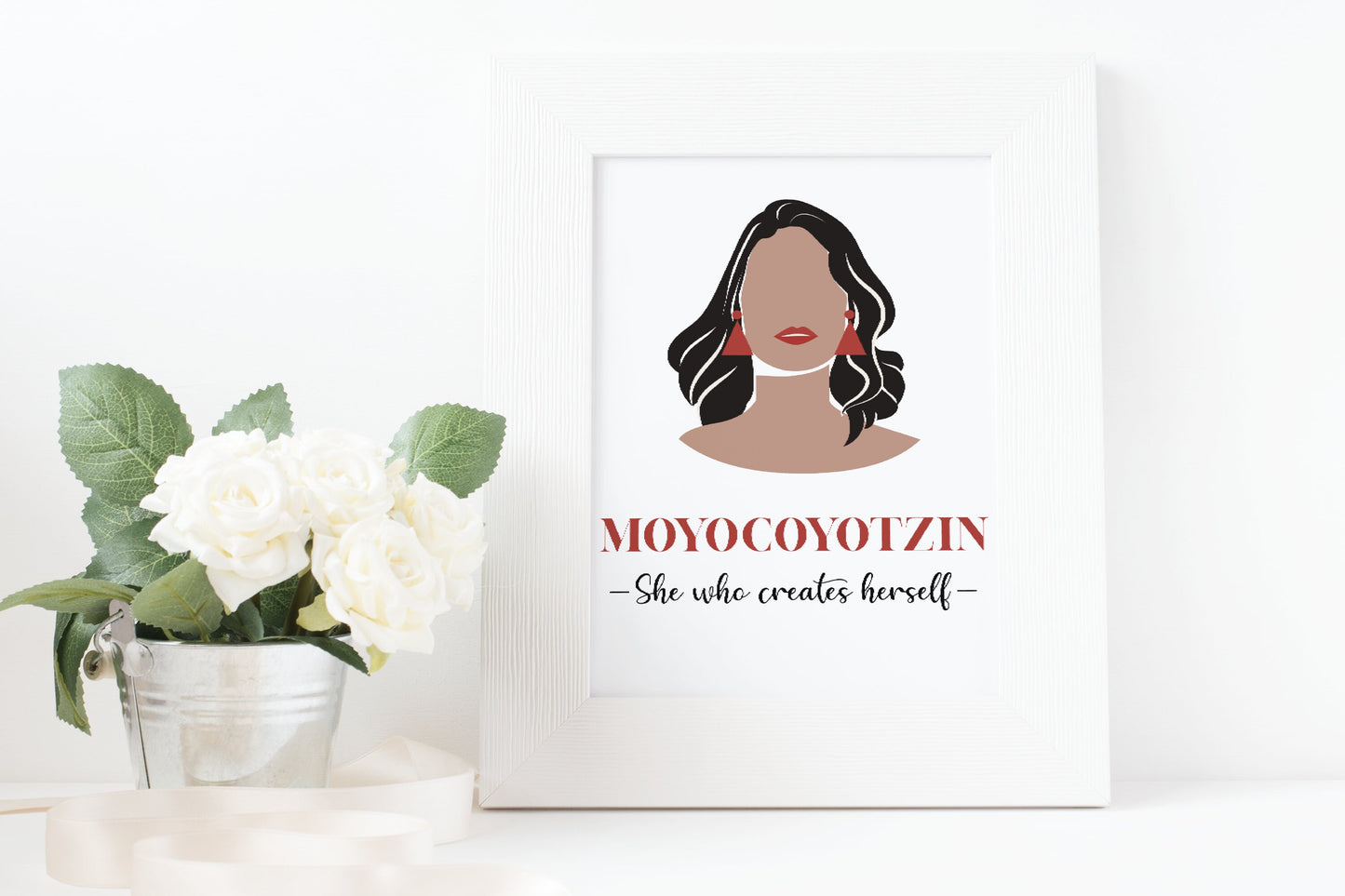 Moyocoyotzin Latina Wall Art | She Who Creates Herself Quote | Mexico Wall Art, Latinx Art, Spanish Quote,Latina Art Print, Mexico Art Print