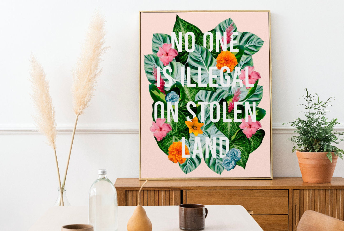 No One Is Illegal On Stolen Land/ Mexico Art, Latina Art, Mexico Wall Art, Latinx Art, Latina Wall Art, Latina Art Print, Immigrant Art