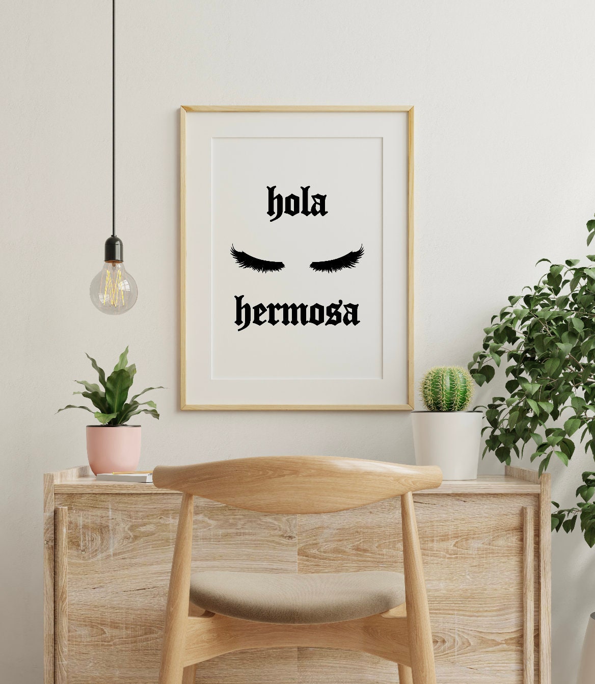 Hola Hermosa Black Lashes Printable Art | Latina Home Decor, Wall Art, Bathroom Decor, Closet Decor, Dorm Decor, Girls Bedroom Wall Poster
