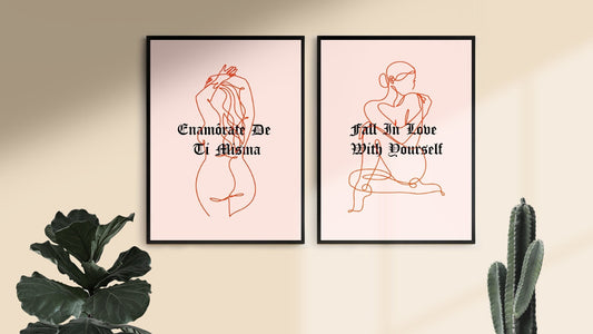 Enamorate De Ti Misma , Fall In Love With Yourself Duo Wall Art | Latina Home Decor, Bedroom Decor, Dorm Decor, Self Love, Latina Feminist