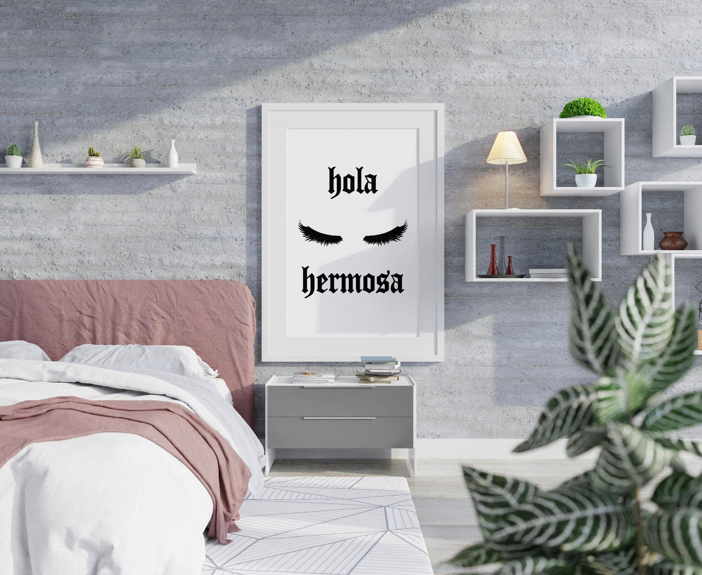Hola Hermosa Black Lashes Printable Art | Latina Home Decor, Wall Art, Bathroom Decor, Closet Decor, Dorm Decor, Girls Bedroom Wall Poster