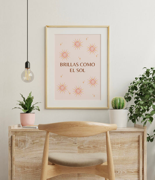 Brillas Como El Sol | Latina Feminist Poster, Feminist Wall Art, Art Print, Girl Power Art, Empowered Women Print, Latina Girl Room