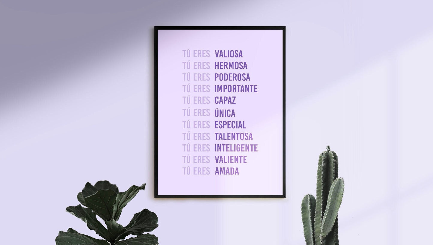 TU ERES AFIRMACIÓN | Latina Feminist Poster, Feminist Wall Art, Art Print, Girl Power Art, Empowered Women Print, Latina Girl Room
