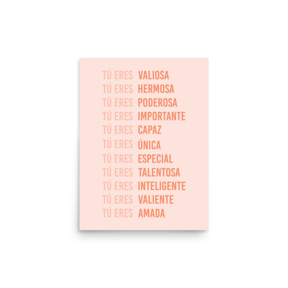 TÚ ERES AFIRMACIÓN | Physical Print | Latina Feminist Poster, Empowered Women Print, Latina Girl Room