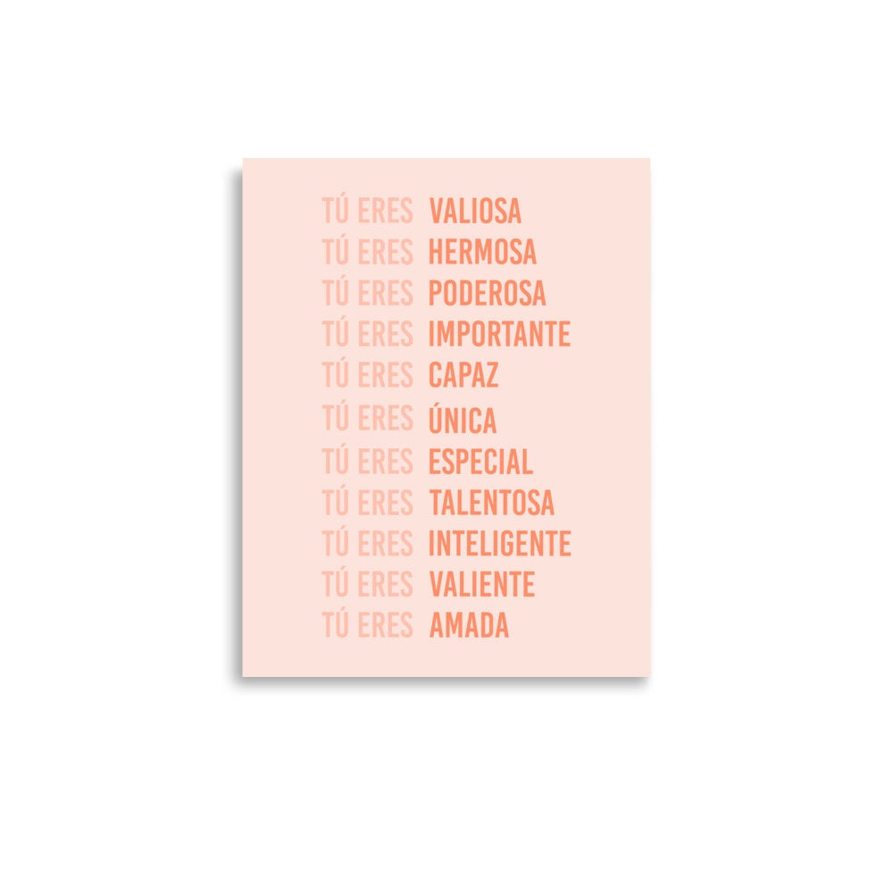 TÚ ERES AFIRMACIÓN | Physical Print | Latina Feminist Poster, Empowered Women Print, Latina Girl Room
