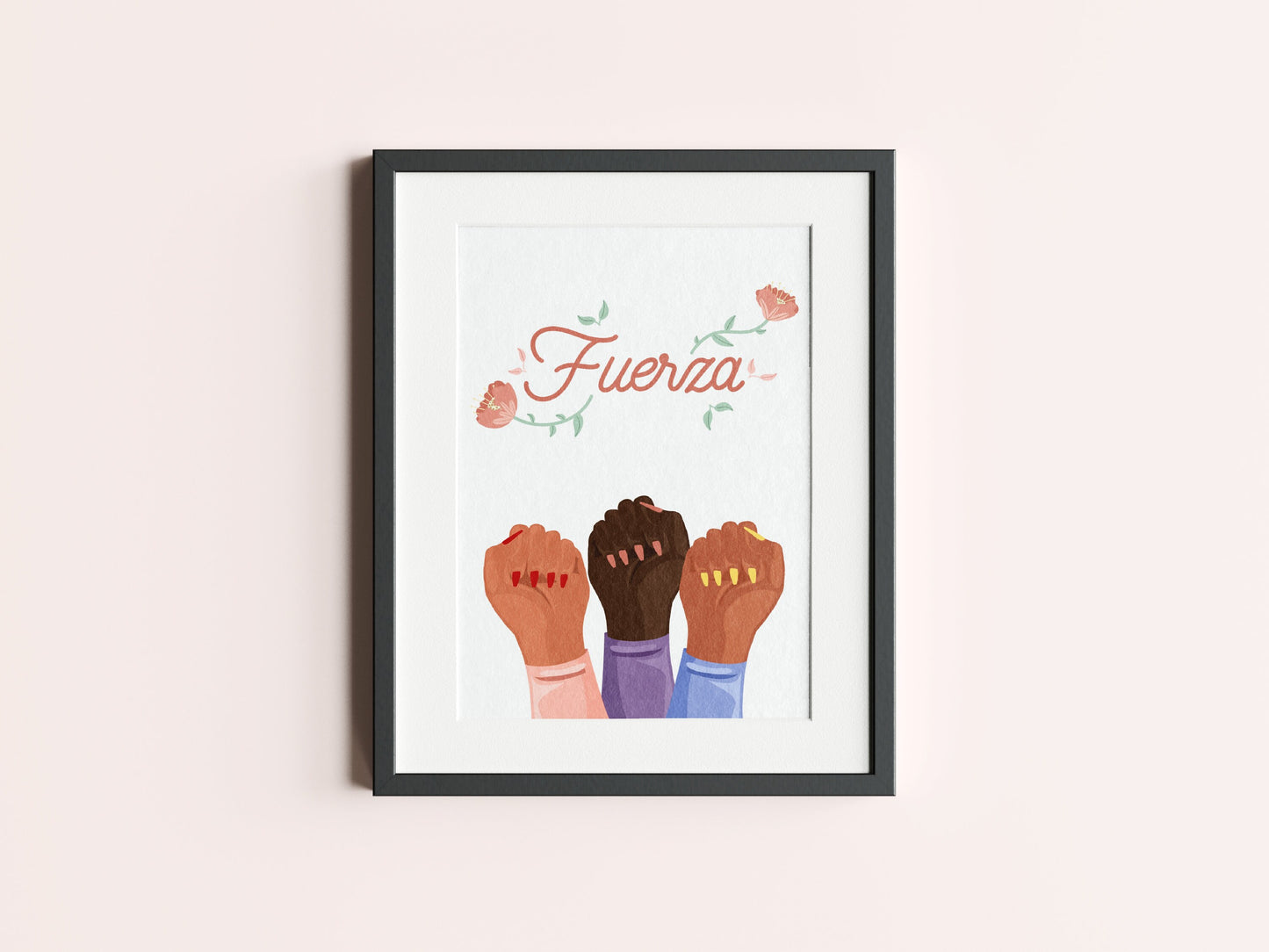 Fuerza Digital Wall Art Print | Instant Download, Brown Girl Art, Inspirational Latina Print, Home, Dorm, Decor, Feminist Quote, Minimalist