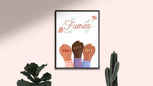 Fuerza Digital Wall Art Print | Instant Download, Brown Girl Art, Inspirational Latina Print, Home, Dorm, Decor, Feminist Quote, Minimalist