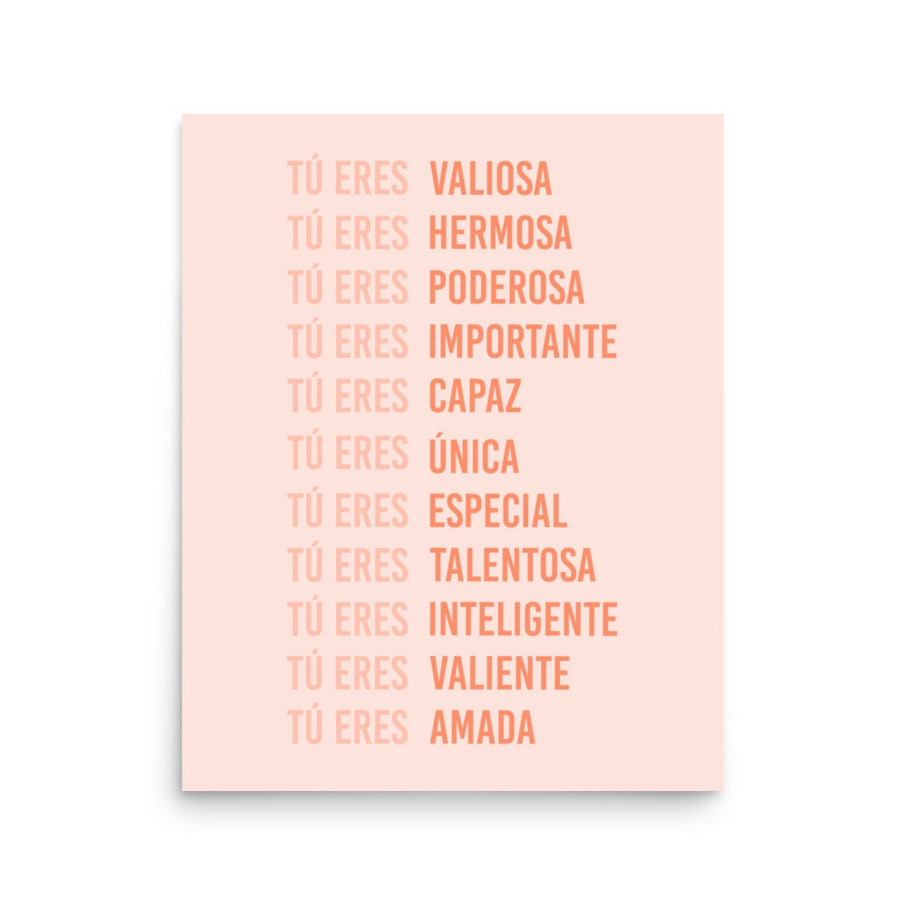 TÚ ERES AFIRMACIÓN | Physical Print | Latina Feminist Poster, Empowered Women Print, Latina Girl Room