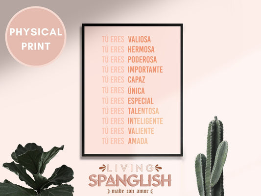 TÚ ERES AFIRMACIÓN | Physical Print | Latina Feminist Poster, Empowered Women Print, Latina Girl Room
