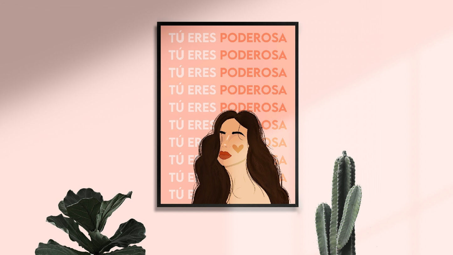 Tu Eres Poderosa | You Are Powerful | Latina Feminist Art, Female Portrait Print, Empowered Women Poster, Feminist Poster, Black Woman Art