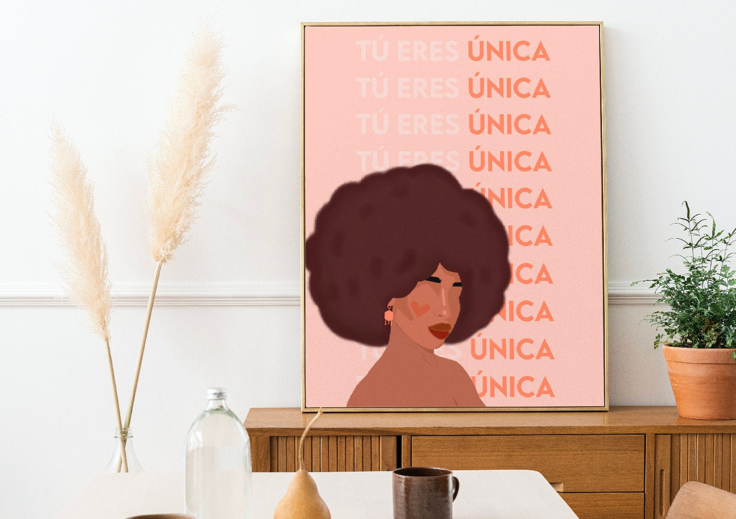 Tu Eres Única | You Are Unique | Latina Feminist Art, Female Portrait Print, Empowered Women Poster, Feminist Poster, Black Woman Art