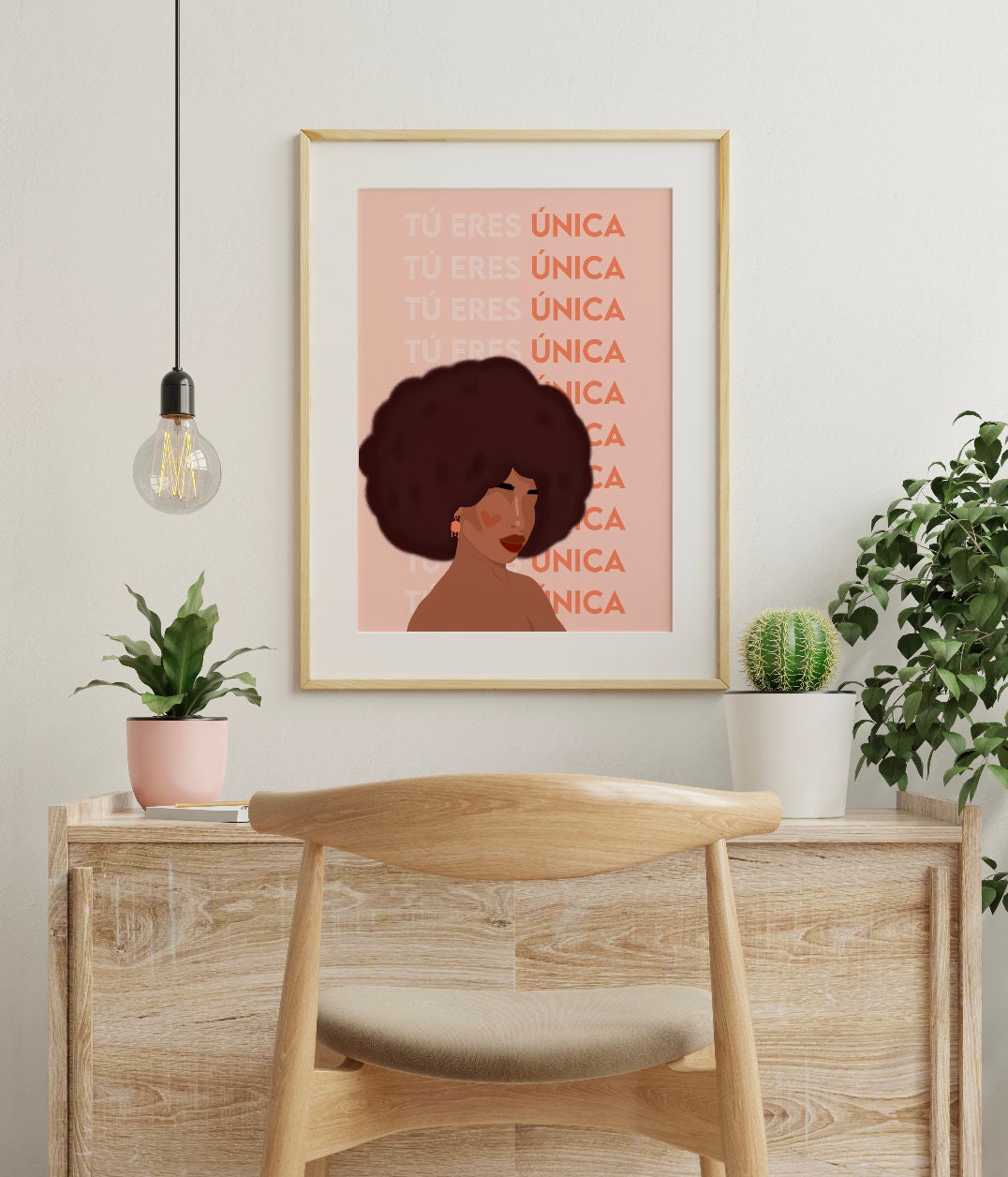 Tu Eres Única | You Are Unique | Latina Feminist Art, Female Portrait Print, Empowered Women Poster, Feminist Poster, Black Woman Art