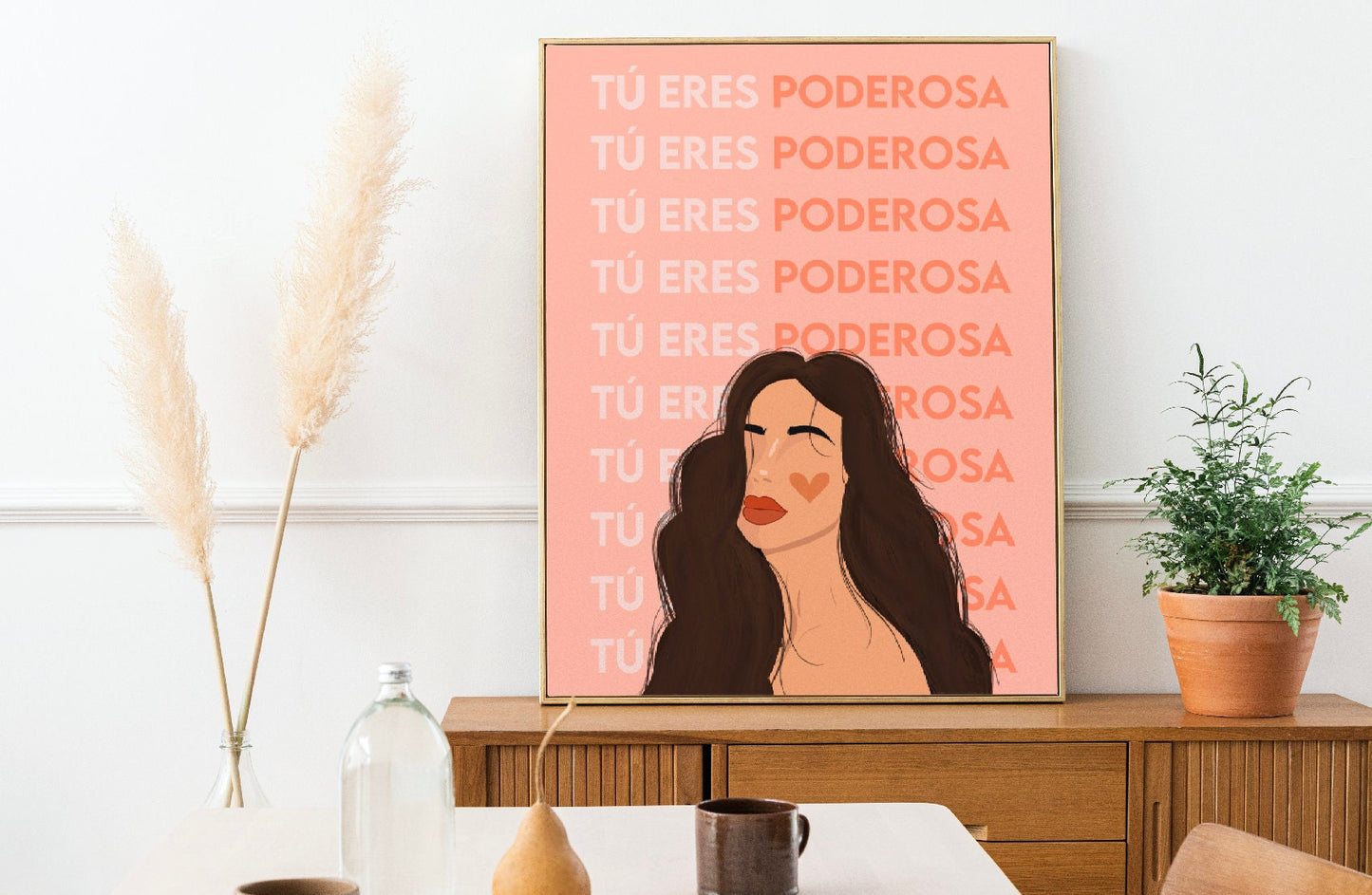 Tu Eres Poderosa | You Are Powerful | Latina Feminist Art, Female Portrait Print, Empowered Women Poster, Feminist Poster, Black Woman Art