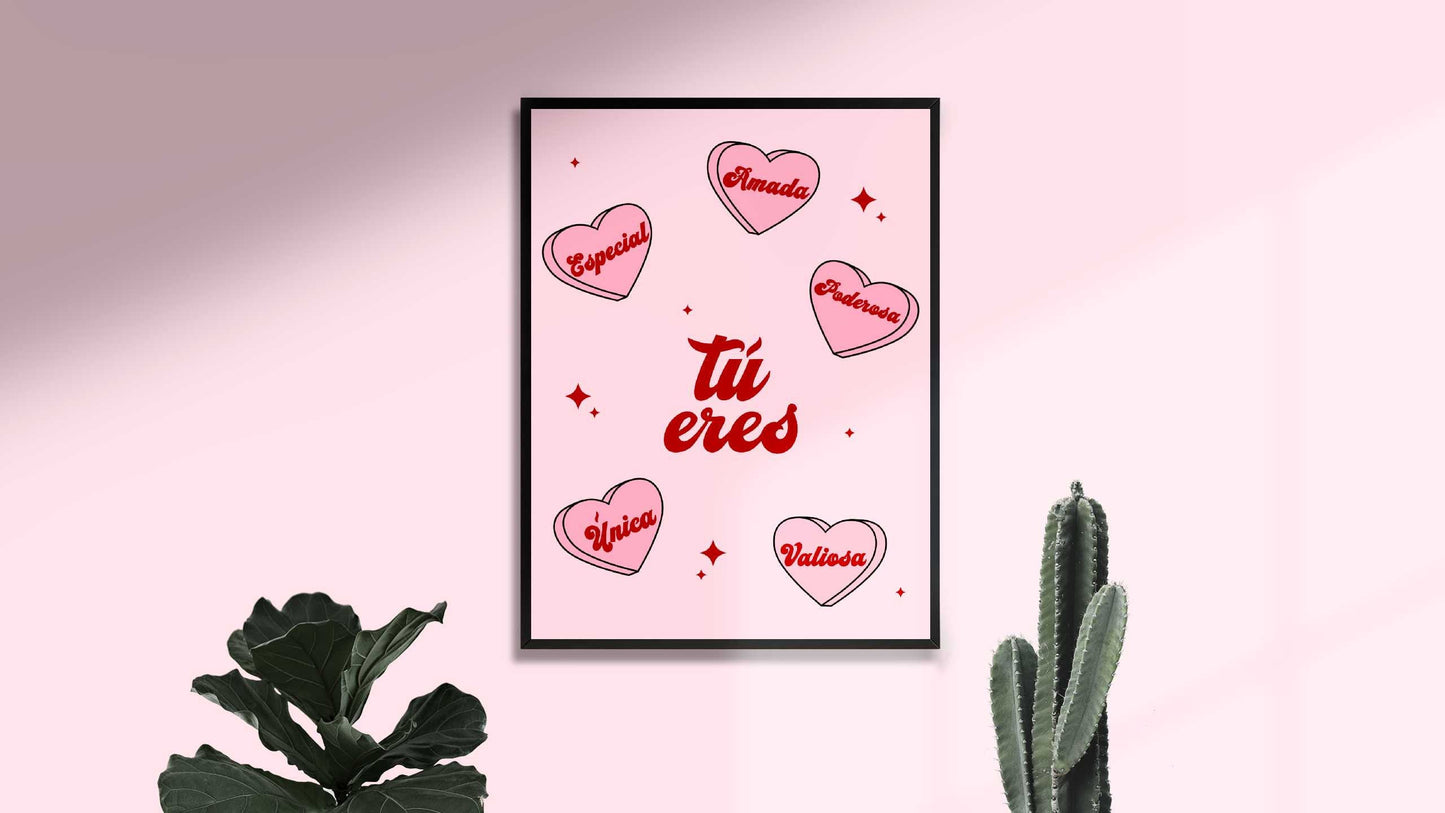 TÚ ERES AFIRMACIÓN | Galentine | Latina Feminist Poster, Girl Power Art, Empowered Women Print, Latina Girl Room