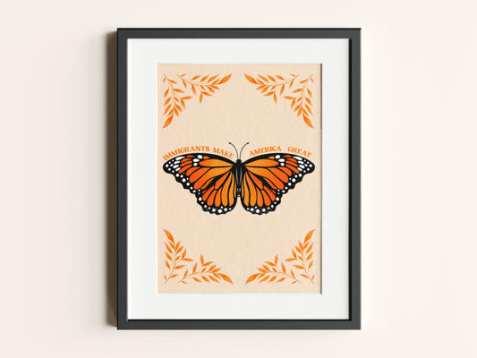 Immigrants Make America Great Butterfly | Mexico Art, Mexico Wall Art, Latinx Art, Immigrant Art, Indigenous Art